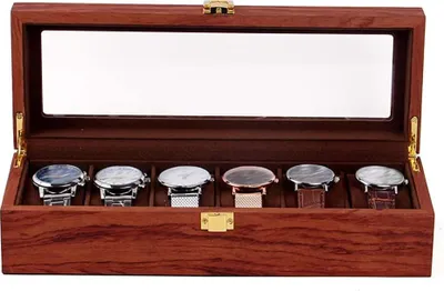 Produktbild von 6 slotů Watch Box Vintage dřevěné hodinky Box displej organizátor šperky skladování případu