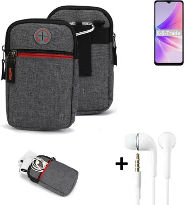 Produktbild von K-S-Trade Gürteltaasche + Kopfhörer kompatibel mit Oppo K10 5G India Handy Tasche Holster Schutz Hülle Handy Hülle grau Zusatzfächer 1x