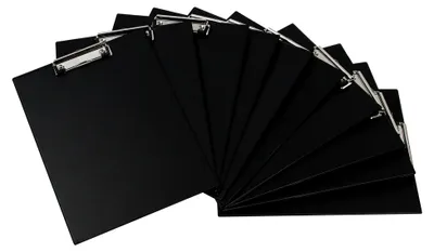 Produktbild von Klemmbrett A4 aus Graupappe mit PVC-Folienüberzug, Farbe: schwarz – 10 Stück