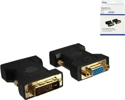 Produktbild von DINIC Monitor Adapter DVI-I Stecker auf VGA Buchse, Schwarz