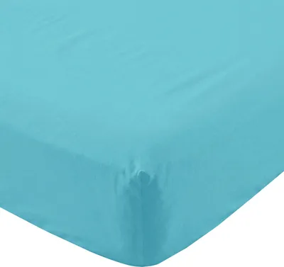 Image de Basic drap housse lit enfant turquoise 60x120x14 cm (lit enfant) 100% coton Fabriqué en Europe