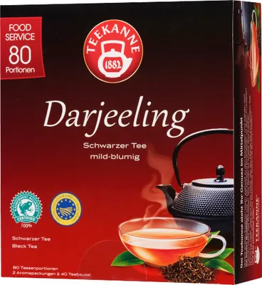 Produktbild von Teekanne Darjeeling schwarzer Tee mild blumig 80 Teebeutel 132g