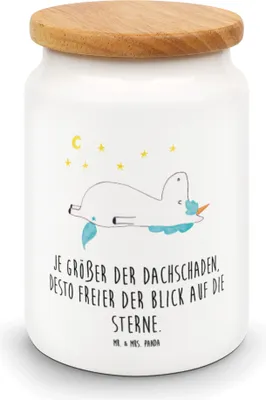 Produktbild von Mr. & Mrs. Panda aufbewahrungsbehälter Einhorn Sternenhimmel - Weiß - Geschenk, behälter, Keksdose, Kaffeedose, Einhörner, Teedose, zuckerdose, Sterne, Verrückt, Unicorn