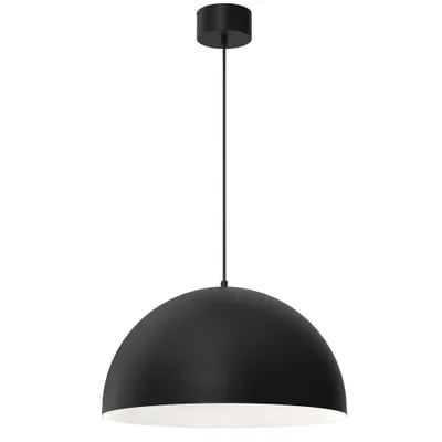 Zdjęcie produktu dla Lampa wisząca czarna półokrągły klosz z białym wnętrzem Single 1xE27 15W Luminex