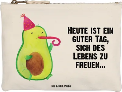 Produktbild von Mr. & Mrs. Panda Kulturbeutel Avocado Feier Größe M - Weiß - Geschenk, Gute Laune, Geburtstag, Kosmetiktasche, Etui, Mäppchen, Fete, Waschbeutel, Party, kosmetiktäschchen
