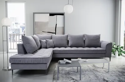 Image de AX LIVING Canapé gris Ligurien Canapé en L pour salon 306 cm G