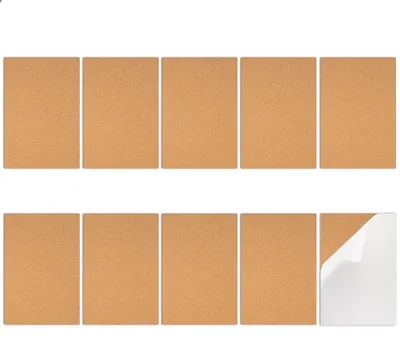 Productafbeelding van Kurkbord prikbord - Zelfklevend - 10 stuks - 21 x 30 cm - 1 mm dik