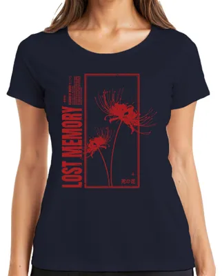 Zdjęcie produktu dla Koszulka damska LOST MEMORY Spider Lily Higanbana Lycoris Japanese Gothic, granatowy, XXL