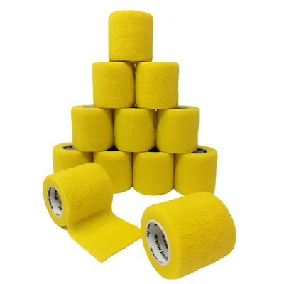 Produktbild von LisaCare Fingerpflaster - 5cm x 4,5m - Pflasterverband LATEXFREI - 12er Set Gelb - Kohäsive Bandage