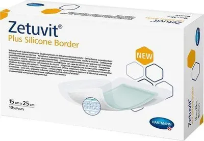 Zdjęcie produktu dla Opatrunek silikonowy Zetuvit Plus z obramowaniem 15 x 25 cm | Opakowanie (10 sztuk)