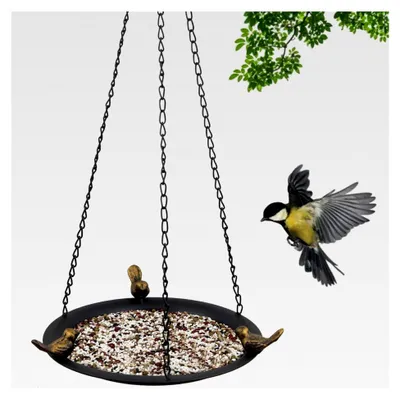 Produktbild von Vogelbad für den Garten | Outdoor Vogelfutterstelle mit Badebereich - Metall Wasserschale für Vögel, Wetterfeste Gartendekoration für Terrasse, Garten und Balkon