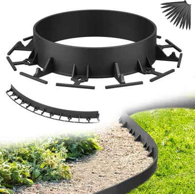 Image de UISEBRT Bordure de pelouse flexible 36 pièces + 150 clous plastique Bordure de pavé Bordure de tonte Bordure de parterre (5,8cm de haut, 100cm de long)