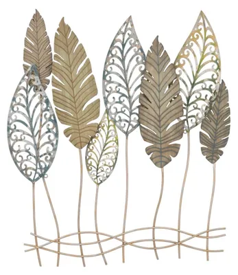 Image de FURNLUX Art mural Foglie Gold 75cm / Couleur principale : Or / Dimensions : 75 x 87 x 3 cm