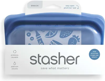 Obrázok produktu pre Stasher, stojanček na skladovanie, veľký silikónový vrecúško, na mrazenie, opakovane použiteľné, priehľadné
