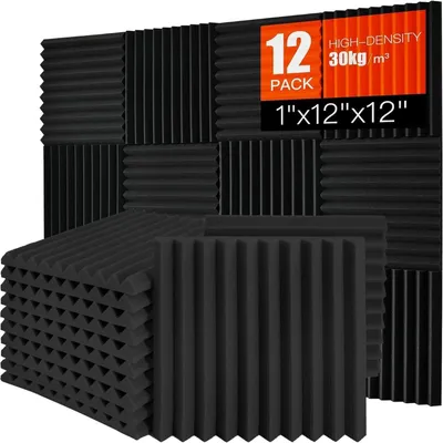 Zdjęcie produktu dla Akustyczna pianka 12 sztuk - Panele dźwiękochłonne - Izolacja akustyczna - Płyta piankowa o wysokiej gęstości - 30 x 30 x 2,5 cm - Profesjonalne zastosowanie