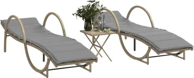 Produktbild von "im " Sonnenliegen 2 Stk. - möbel für den Garten - mit Tisch Beige Poly Rattan - Gartenliegen CC16939
