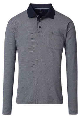 Produktbild von Casa Moda - Herren Polo-Shirt Langarm (454385000), Größe:M, Farbe:Blau (105)