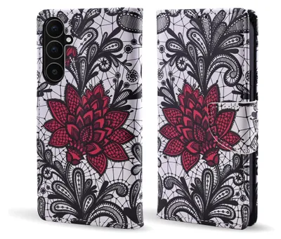 Produktbild von Handy Hülle für Samsung Galaxy A56 5G Klapphülle Bookcase Flip Cover Handy Tasche Etui Motiv: Seerose Blumen
