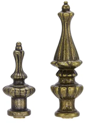 4 antike Lampenabschlüsse aus Metall, 2 Stile, Bronze