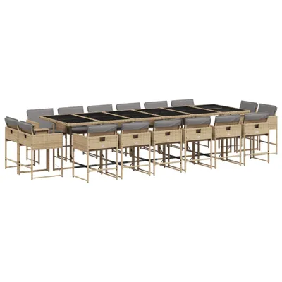 Produktbild von vidaXL 17-tlg. Garten-Essgruppe mit Kissen Beigemischung Poly Rattan