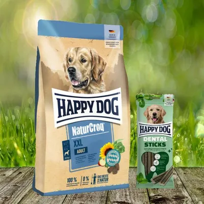 Produktbild von Happy Dog Premium NaturCroq XXL 15 kg + Happy Dog Dental Sticks *geschenkt*