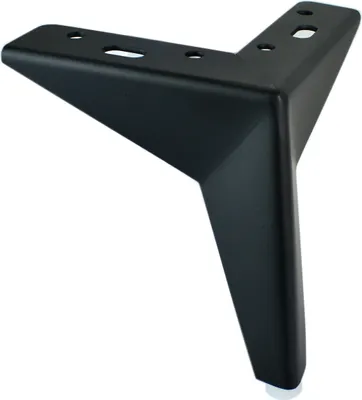 A black metal furniture leg with three prongs and mounting holes, shown against a white background.