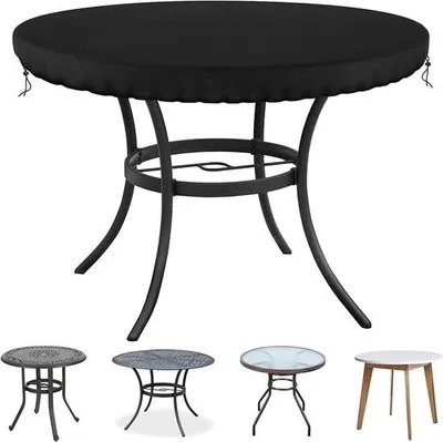 Produktbild von Runde Gartentischabdeckung - wasserdicht und reißfest - Durchmesser 140 cm - schwarz