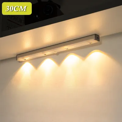 Produktbild von LED Bewegungssensor Unter Schranklicht Wiederaufladbar für Küche Schlafzimmer Schrank Kleiderschrank Treppe Korridor (Warmweiß 30CM)