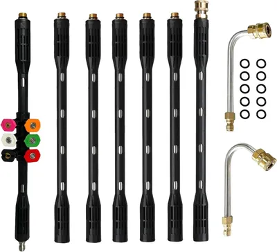 Produktbild von Hochdruckreiniger Verlängerungsstab mit 6 Sprühdüsen, 9 Dachrinnenreinigern, 4000 PSI, für Garten