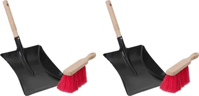 Produktbild von Novaliv 2x Kehrschaufel Set schwarz Elastonborsten Kehrblech und Handfeger Set Kehrset Kehrgarnitur dustpan and brush Handfeger Elaston Kehrwisch Kaminzubehör Kaminbesen Kehrschaufel
