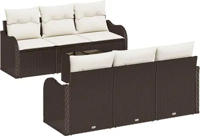 Immagine prodotto di vidaXL Set divano da giardino marrone 55 x 55 x 37 cm Poly-Rattan