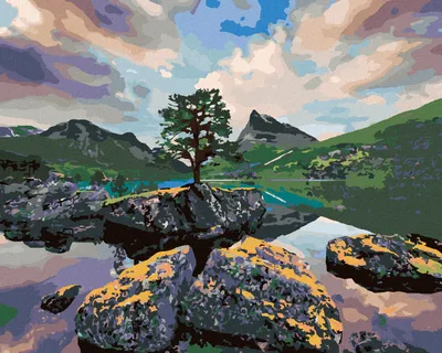 Produktbild von Zuty - Malen nach Zahlen - INNERDALSVATNA SEE, 40x50 cm, mit Keilrahmen (bereits gespannt)