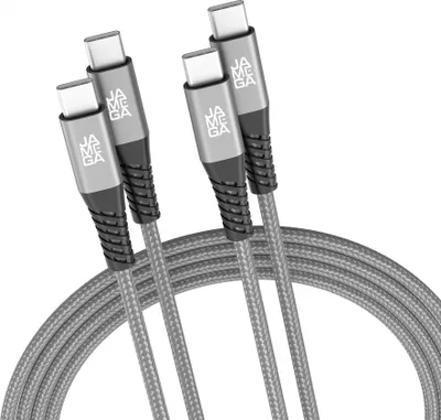 Produktbild von USB-C zu USB-C Kabel 480mbps 60W mit Metall Stecker Robustes Kabel in Grau 2m 2er Set