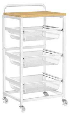 Immagine prodotto di Carrello di servizio multistrato – color oro e bianco – scaffale mobile per la cucina – 31,7 x 40 x 76 cm