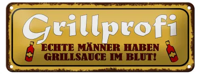 Produktbild von Blechschild Spruch 27x10cm Grillprofi echte Männer im Blut Dekoration