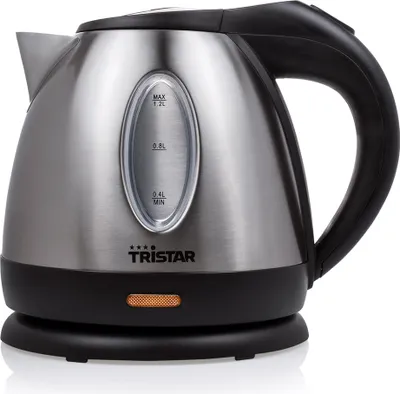 Obrázek produktu pro Tristar WK-1325, 1,2 l, 850 W, Černá, Nerezová ocel, Nerezová ocel, Indikátor úrovně vody, Bezkabelový