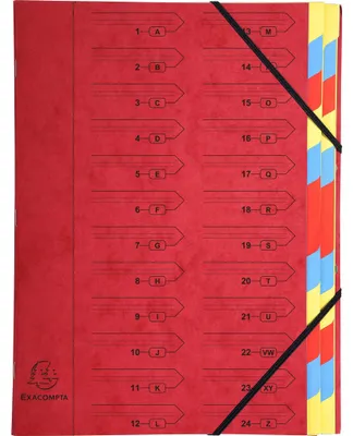 Image de Exacompta 8x Trieur agrafé avec élastiques 24 compartiments Rouge 54245E