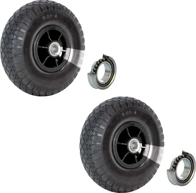 Produktbild von 2x Sackkarrenrad Luftrad 260x85 mm 3.00-4 60 mm versetze Nabe Ø 20 mm schwarz robustes 4 PR Gewebe