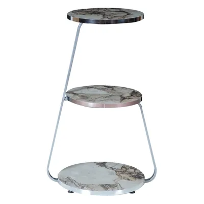Imagen del producto de Mesa auxiliar In and OutdoorMatch Kay - 74 x 46 x 37 cm - Blanco mármol - 3 estantes - diseño moderno