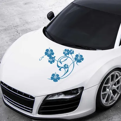 Produktbild von Aufkleber - Autoaufkleber "Hibiskus Swirl" 50cm x 40cm hellblau - Tuning Carystyling Heckscheibe Auto