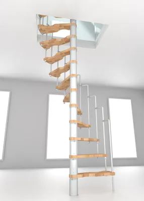 Produktbild von Minka Spindeltreppe Suono 47 - 305,5cm Geschosshöhe Buche Weiß für 140x78cm Deckenöffnung