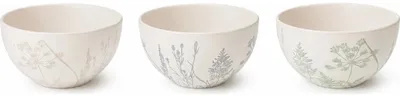 Image de Bol en porcelaine avec motif naturel - lot de 3, diamètre 14 cm