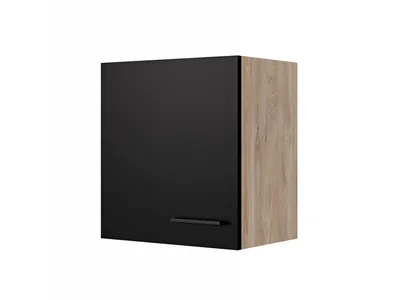 Produktbild von Hängeschrank Küche - 50 cm breit - Schwarz matt Endgrain Oak – Capri