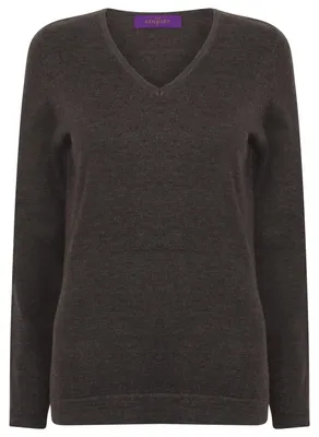 Produktbild von Henbury - Pullover für Damen, V-Ausschnitt, Leicht LT4278 (XXL) (Grau meliert)