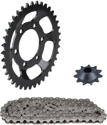 Obrázek produktu pro Řetězová sada 3-dílná černá 11/38 zubů pro Zündapp Sport Super Combinette Typ 510 515 517 / CS 50 Typ 529-030 032 034