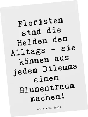 Produktbild von Mr. & Mrs. Panda Postkarte Spruch Floristin Heldin - Weiß - Geschenk, Berufsliebe, Kreativität, Grußkarte, Berufspassion, Postkarten, handgefertigt, bildkarte, Beruf