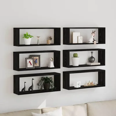 Produktbild von vidaXL Wandregale 6 pcs Schwarze Eiche 60 x 15 x 23 cm Holzwerkstoff