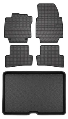 Zdjęcie produktu dla Dywaniki gumowe + mata bagażnika do Renault Captur I 2013-2019 (dolny poziom podłogi) – czarne, dopasowane – Wielganizator SolidPRO