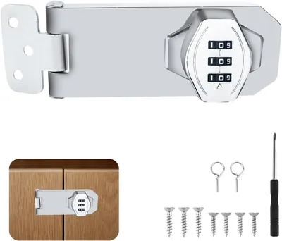 Obrázok produktu pre Mechanický zámok s 3 číslicami, 10 cm, bez kľúča, s otočným gombíkom, vhodný pre skrine a kúpeľne