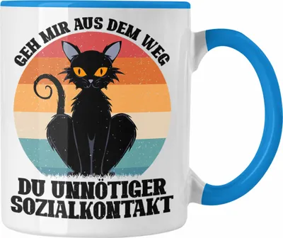 Produktbild von Trendation - Geh Mir Aus Dem Weg Du Unnötiger Sozialkontakt Geschenk Tasse Lustiger Spruch (Blau)